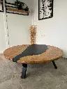 Table basse Ronde Orme et Résine Epoxy D-110cm