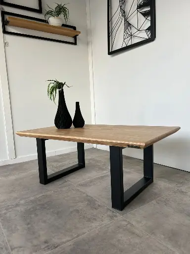 Table basse "Basile" Frêne Aile d'avion 100 x 60 cm 