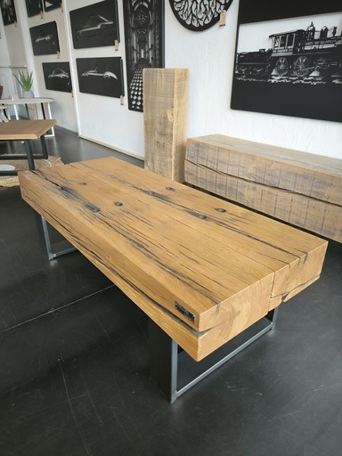 Table basse poutre 120x60 cm Chêne